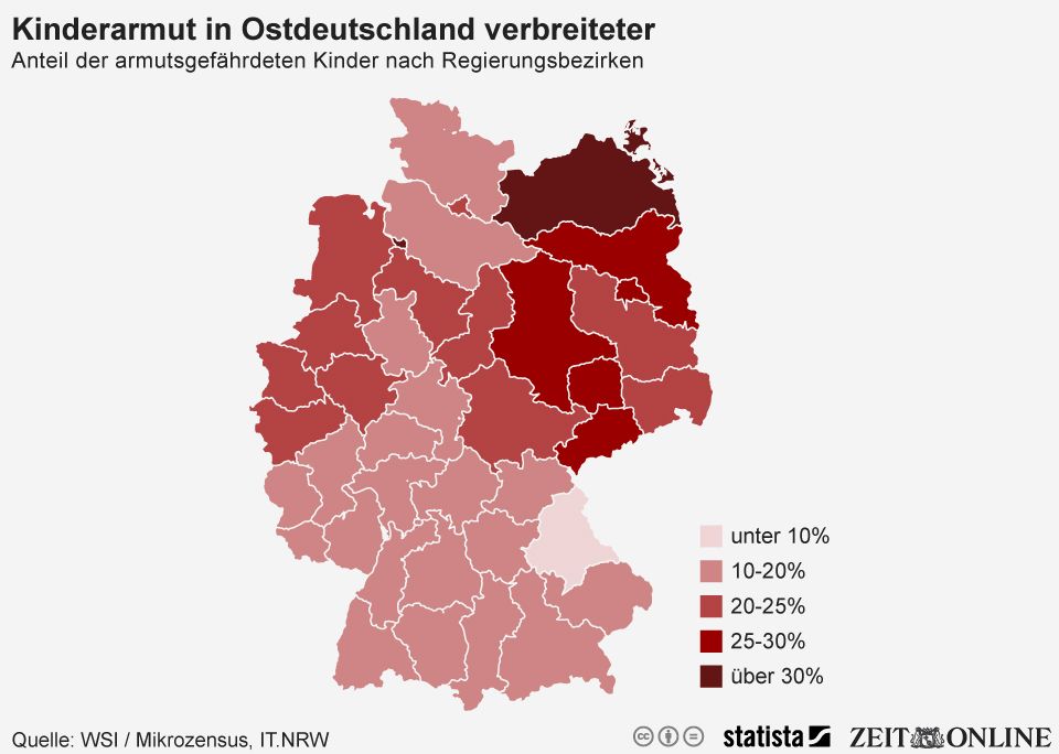 Infografik: Kinderarmut in Ostdeutschland verbreiteter | Statista